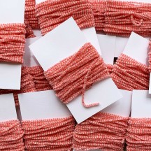 Coral & White + Silver Chenille Sparkle Cording ~ 5 yards ~ Tiny 1/8" wide